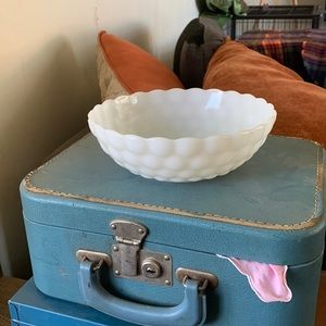 Anchor Hocking Vintage White Milk Glass Bubble Bowl / Vintage Hobnail Milk Glass